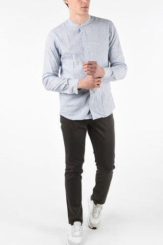 ZZEGNA Pencil Striped Collarless Shirt