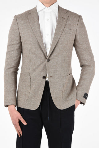 ZZEGNA Wool and Linen Hopsack 2 Button Blazer