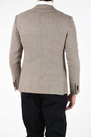 ZZEGNA Wool and Linen Hopsack 2 Button Blazer