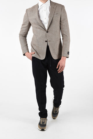 ZZEGNA Wool and Linen Hopsack 2 Button Blazer