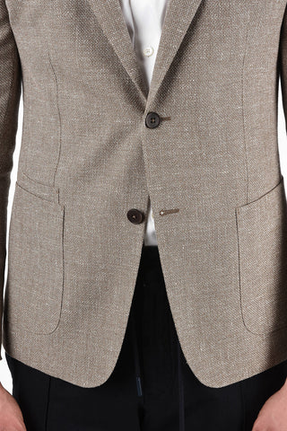 ZZEGNA Wool and Linen Hopsack 2 Button Blazer