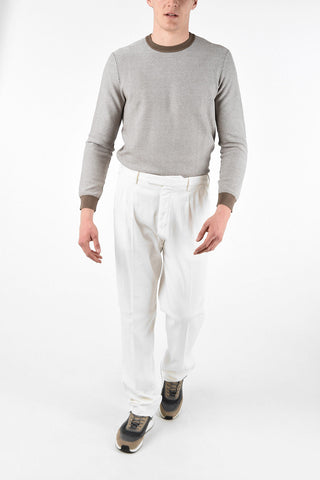 EZ LUXURY Pantaloni a Doppia Pince Cotone Stretch