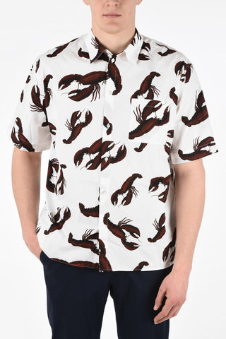 Printed Cotton Asimmetrycal Short Sleeve Shirt