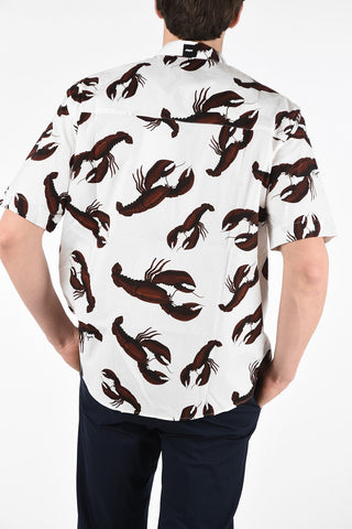 Printed Cotton Asimmetrycal Short Sleeve Shirt