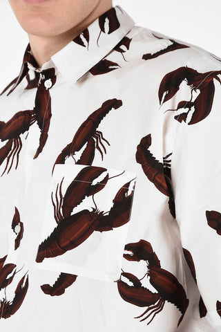 Printed Cotton Asimmetrycal Short Sleeve Shirt