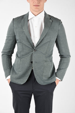 ZZEGNA Blazer 3 Bottoni in Lino e Cotone