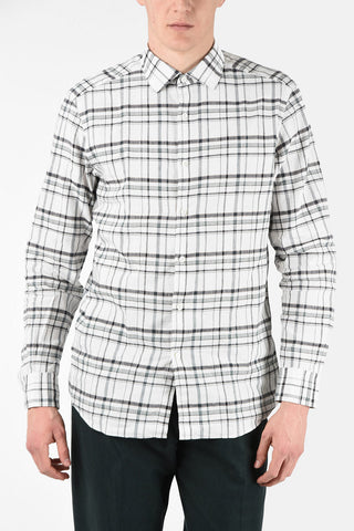 EZ LUXURY Camicia a Quadri Plaid in Lino e Cotone
