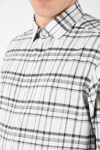 EZ LUXURY Camicia a Quadri Plaid in Lino e Cotone