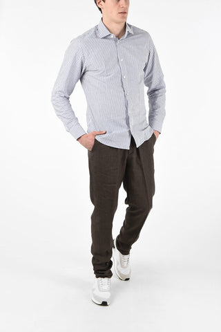 ZZEGNA Camicia Pinstripe in Lino e Cotone