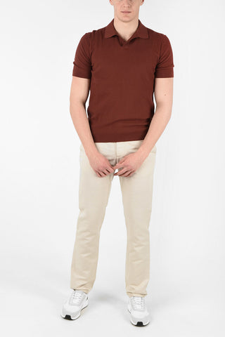 EZ LUXURY Pique Short Sleeve Sweater with Polo Neck
