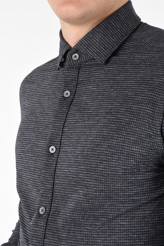 ZZEGNA Stretch Fabric Houndstooth Spread Collar Shirt