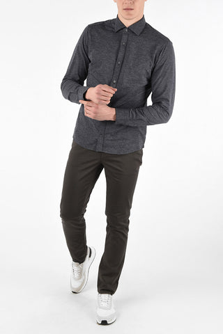 ZZEGNA Stretch Fabric Houndstooth Spread Collar Shirt