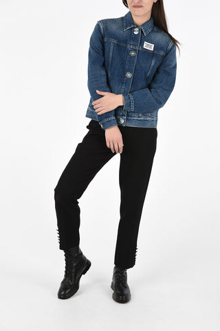 Giubbotto in Denim con Bottoni Gioiello