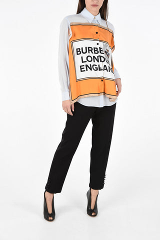 Silk Classic Collar Shirt with Contrasting Application and  Mini Patch Pocket 