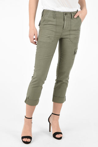 Pantaloni Cargo in Cotone a Vita Alta 