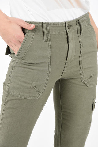Pantaloni Cargo in Cotone a Vita Alta 