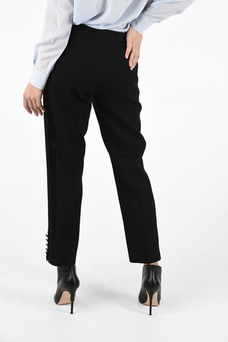 Cropped Pants with Buttons on the Ankle