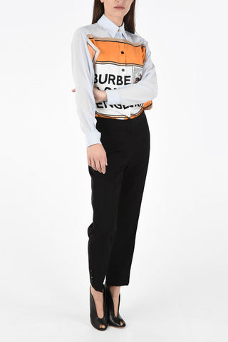 Cropped Pants with Buttons on the Ankle