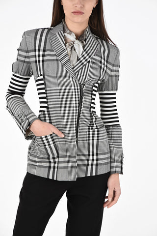 Blazer Corsetto in Misto Lana Check  