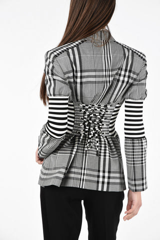 Blazer Corsetto in Misto Lana Check  