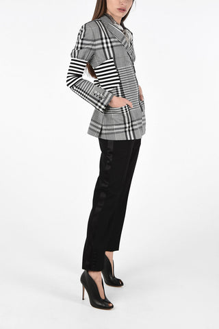Blazer Corsetto in Misto Lana Check  