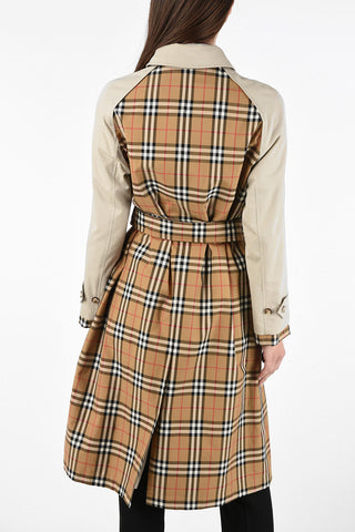 Trench in Cotone Tartan con Cintura e Chiusura a Scomparsa 