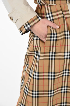 Cotton Tartan Printed Trench with Belt and Hidden Closure 