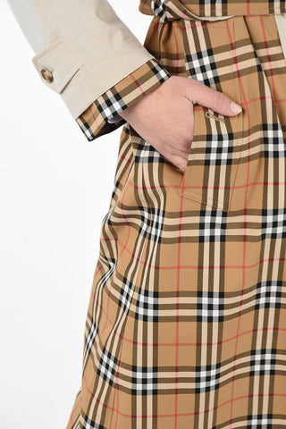 Trench in Cotone Tartan con Cintura e Chiusura a Scomparsa 