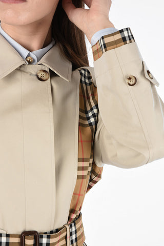 Trench in Cotone Tartan con Cintura e Chiusura a Scomparsa 