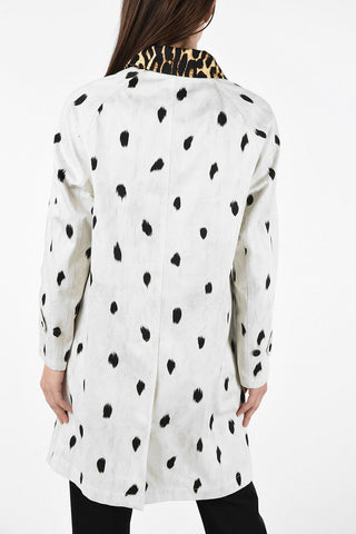 Cotton Hidden Closure Trench with Animal Print Detail 