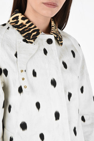 Cotton Hidden Closure Trench with Animal Print Detail 