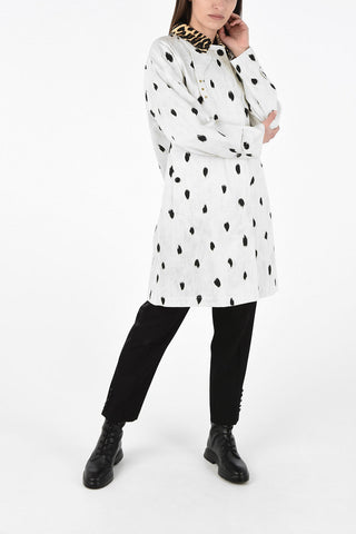 Cotton Hidden Closure Trench with Animal Print Detail 