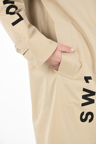 Monogram Cotton Trench with Hidden Closure and Flush Pockets