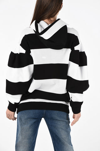 Oversized Cut-Out Striped Hoodie