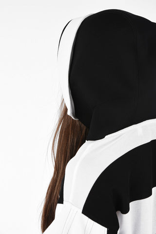 Oversized Cut-Out Striped Hoodie