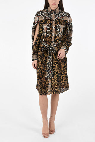 Crepe-silk COSTANZA Shirt Dress with Animal Print