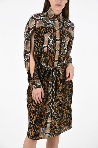 Crepe-silk COSTANZA Shirt Dress with Animal Print
