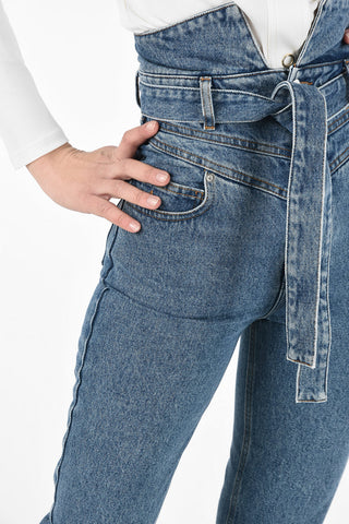 High Waist Straight Fit Jeans with Belt 
