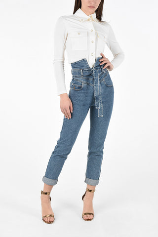 High Waist Straight Fit Jeans with Belt 