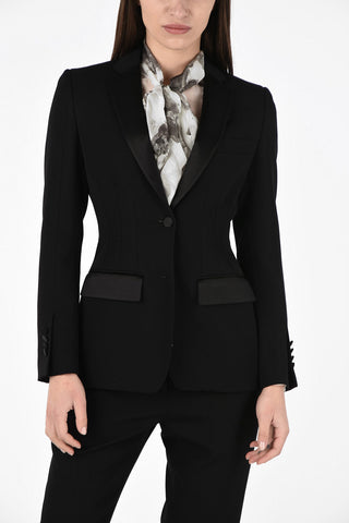 Lined Notch Lapel Blazer with Flap Pockets