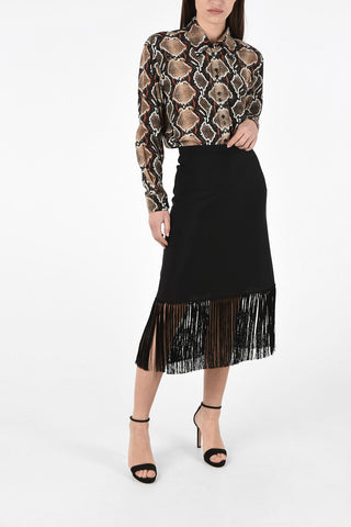 Franged Midi A-Line Skirt
