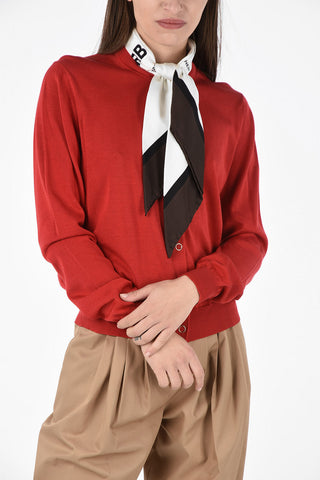 Silk Cardigan with Scarf and Snap Buttons