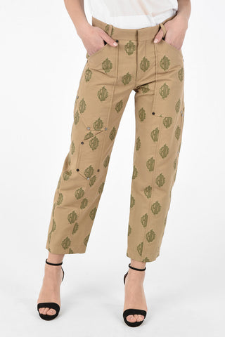 Logoed Cotton Cargo Pants with Hidden Closure
