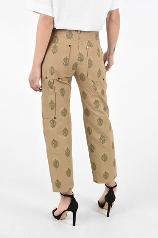 Logoed Cotton Cargo Pants with Hidden Closure