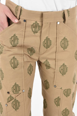 Logoed Cotton Cargo Pants with Hidden Closure
