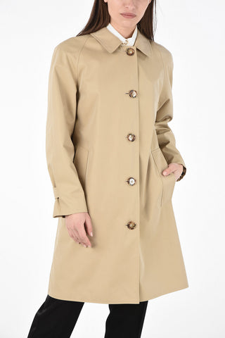 Cotton Double Layer Trench with Animal Print Detail