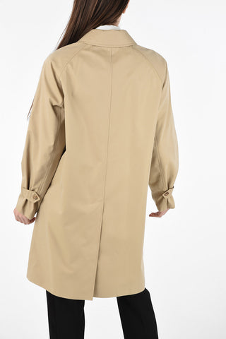 Cotton Double Layer Trench with Animal Print Detail