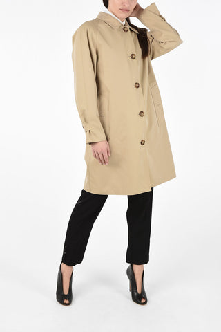 Cotton Double Layer Trench with Animal Print Detail