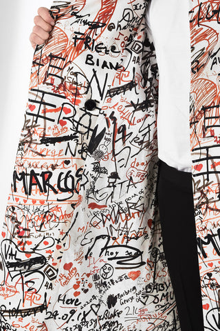 Cotton Printed Double-Breasted Trench with Belt