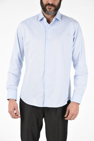 ZZEGNA Camicia Collo Francese in Cotone Stretch